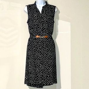 R&B Black & White Sleeveless Polka Dot Dress